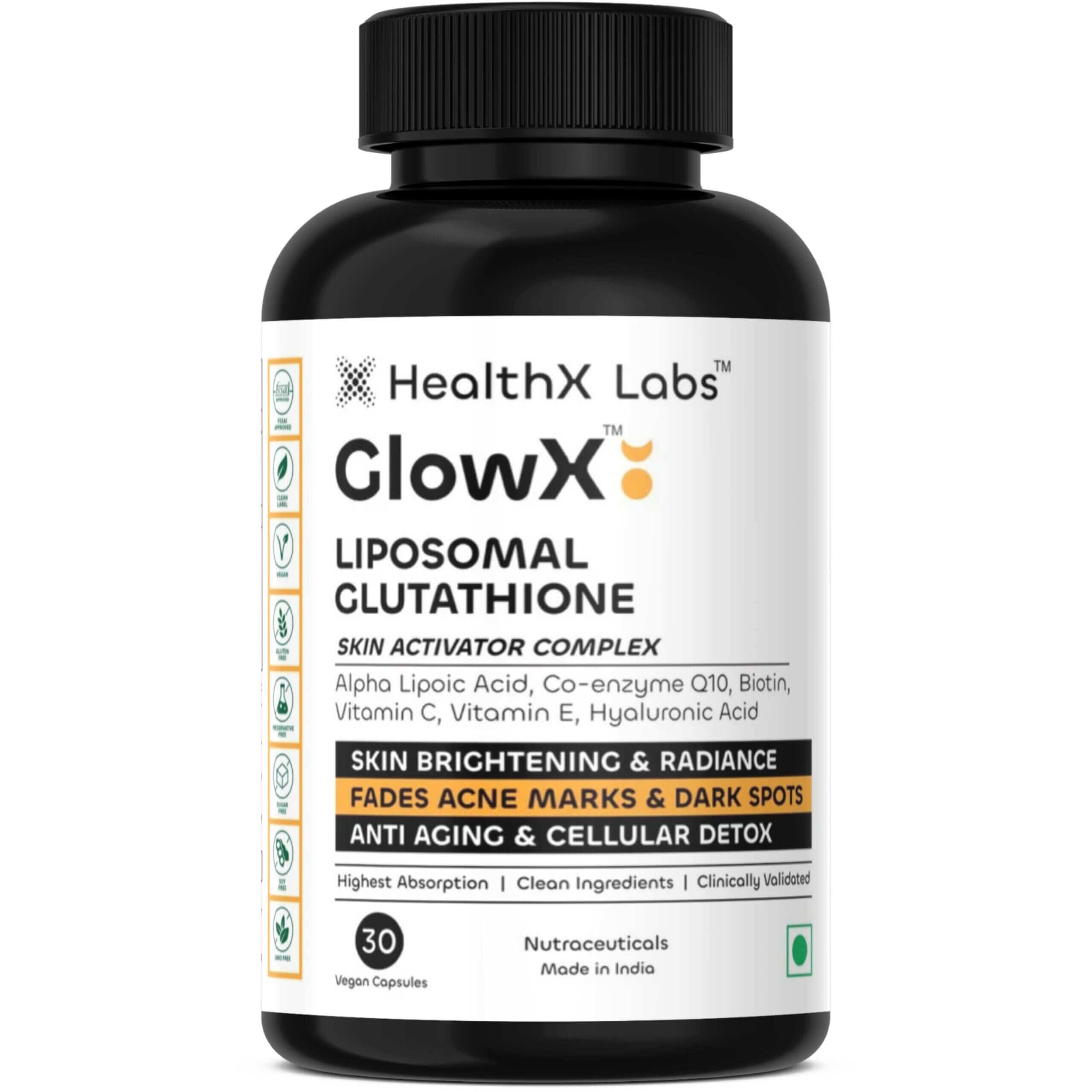 GlowX Liposomal Glutathione 250mg Skin Radiance Supplement | HealthX Labs GlowX Liposomal Glutathione 250mg Skin Radiance Supplement | HealthX Labs