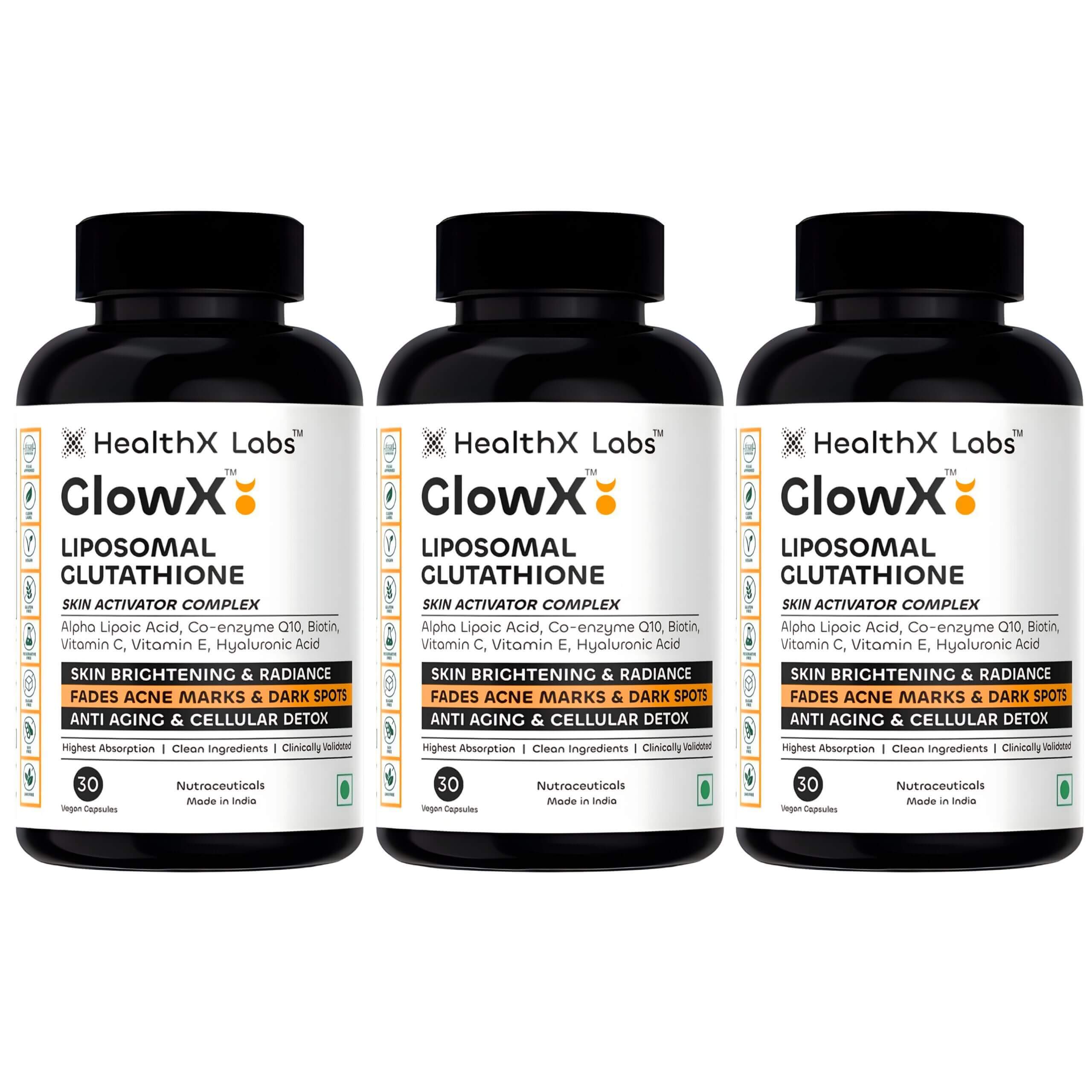 GlowX Liposomal Glutathione 250mg Skin Radiance Supplement | HealthX Labs GlowX Liposomal Glutathione 250mg Skin Radiance Supplement | HealthX Labs